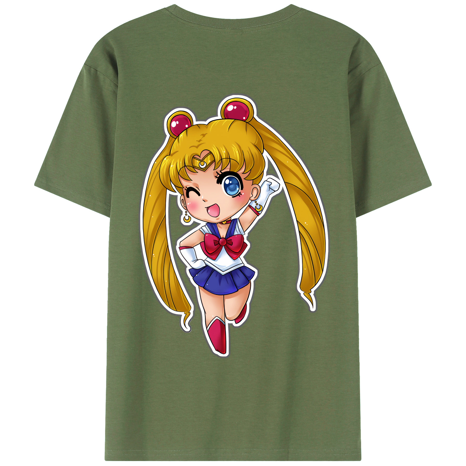 （画像用） 美少女戦士セーラームーン 月野 うさぎ つきの うさぎ Sailor Moon Tsukino Usagi 綿100％ メンズ半袖Tシャツ（バックプリント） 通気性